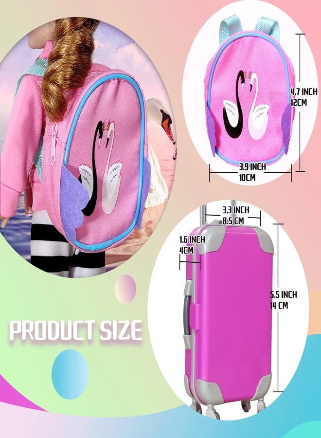 ARTST 14-Inch-Girl-Doll-Travel-Suitcase-Play-Set Doll- Clothes- Accessories Including Luggage Cute Backpack 2 Sets of Clothes- Shoes Camera Computer Phone Tablet Passport (14 inch) - Image 5